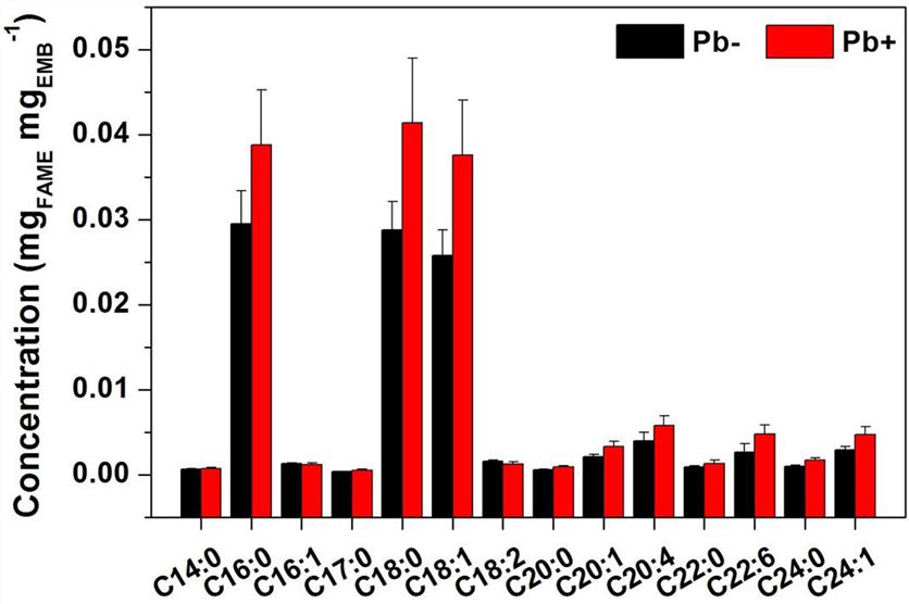 Lipid profiles for control and Pb administered mice