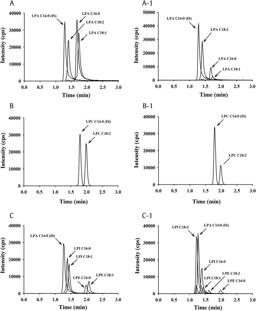 Representative chromatogram of LPLs in GEF using LC-MS/MS.